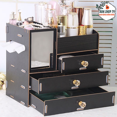 Kệ mỹ phẩm để bàn CÓ GƯƠNG 4 tầng nhiều ngăn đa năng, Tủ đựng mỹ phẩm cao cấp hoa văn bắt mắt sang trọng