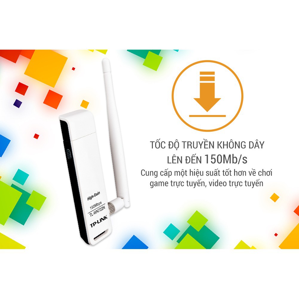 USB nhận WiFi TP-Link 150Mbps TL-WN722N (1 Angten) | BigBuy360 - bigbuy360.vn