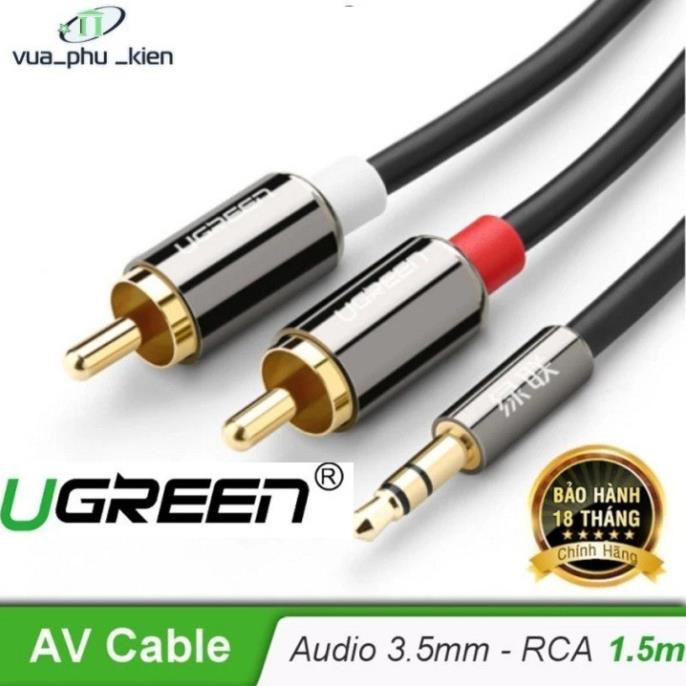 Mua ngay Cáp audio 3.5mm ra 2 đầu RCA 1.5M UGREEN 10583 chính hãng - Cáp âm thanh 3.5 ra 2 đầu hoa sen [Giảm giá 5%]