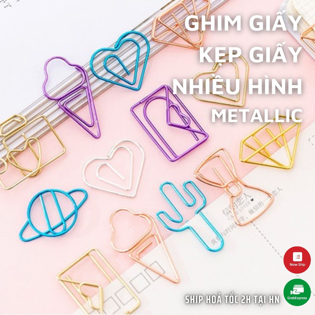 Ghim giấy Metallic Set 10 chiếc - Kẹp ghim nhiều hình dễ thương