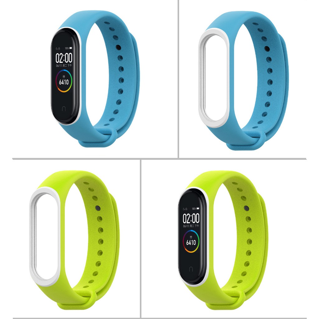 Dây đồng hồ bằng silicon thay thế hai màu trơn tùy chọn cho Xiaomi mi band 4 3