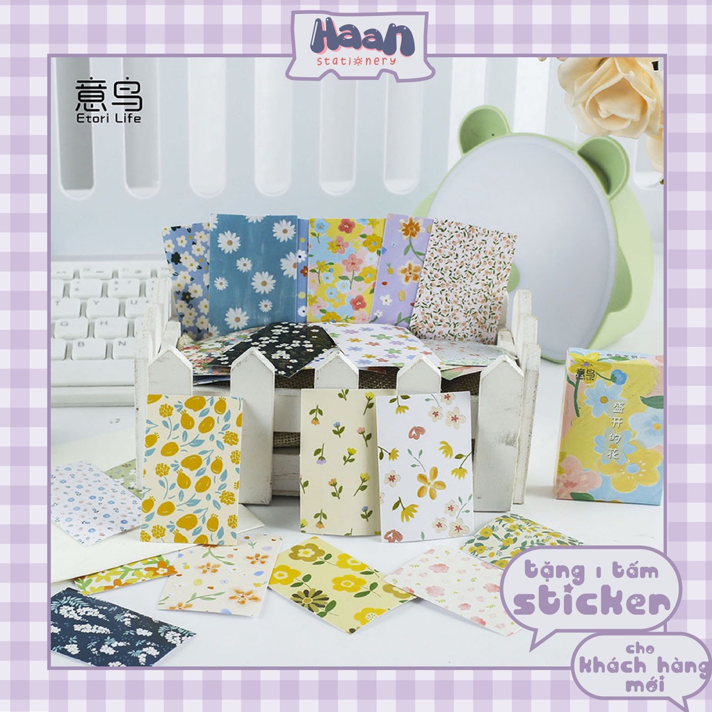 Set 30 miếng dán sticker 🌼🌻hoa nhí vintage dễ thương🌼🌻 trang trí sổ tay, planner, bullet journal