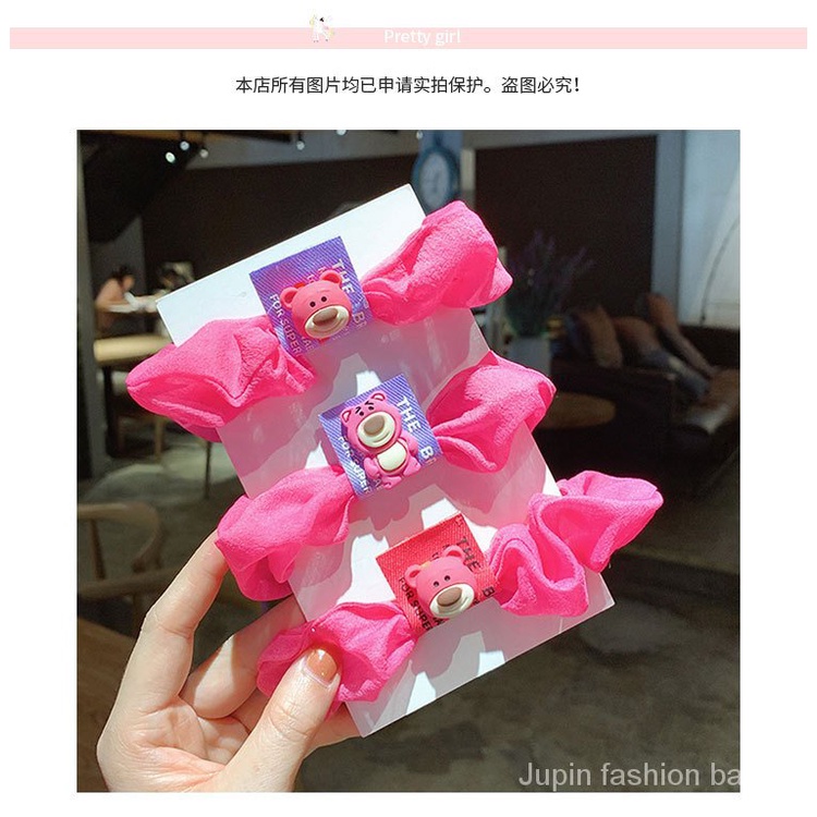 Dây buộc tóc chiffon bản lớn in họa tiết dâu tây màu sắc thời trang mùa hè dành cho nữ