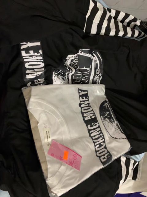 (Sẵn Trắng, Đen M L XL 2XL) Áo thun dài nối tay 95% cotton phối sọc unisex nam nữ | BigBuy360 - bigbuy360.vn