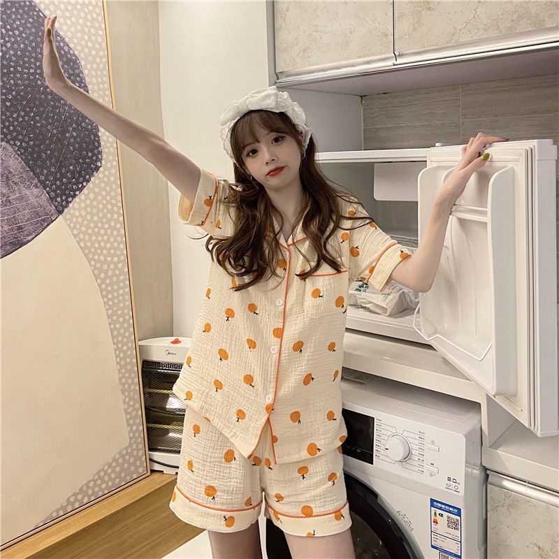 Bộ Đồ Ngủ Hai Mảnh Mùa Hè Kích Thước Lớn Phong Cách Hàn Quốc Cho Nữ