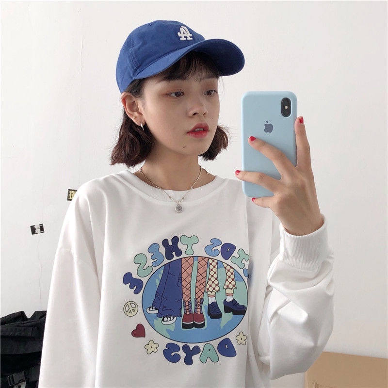 Áo Sweater Cổ Tròn Dáng Rộng In Họa Tiết Phong Cách Hàn Quốc Thời Trang Mùa Thu Mới 2021 | BigBuy360 - bigbuy360.vn
