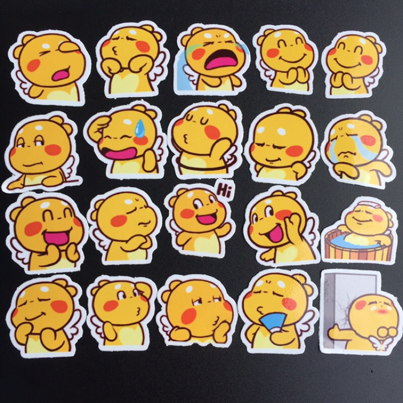 Bộ 20 Sticker emoji khủng long cute. Hình dán chống nước, trang trí xe, điện thoại, laptop.
