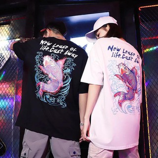 Áo thun tay lỡ Unisex form rộng Cá Chép hóa Rồng AOV-09