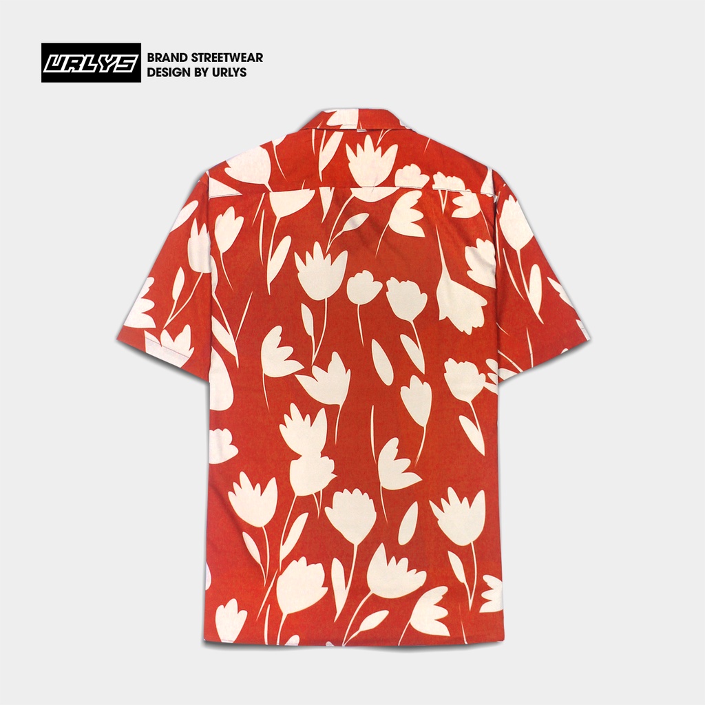 Áo sơ mi tay ngắn nam nữ URLYS form rộng sơ mi họa tiết tay lỡ cổ vest unisex ulzzang FLAMING TULIPS