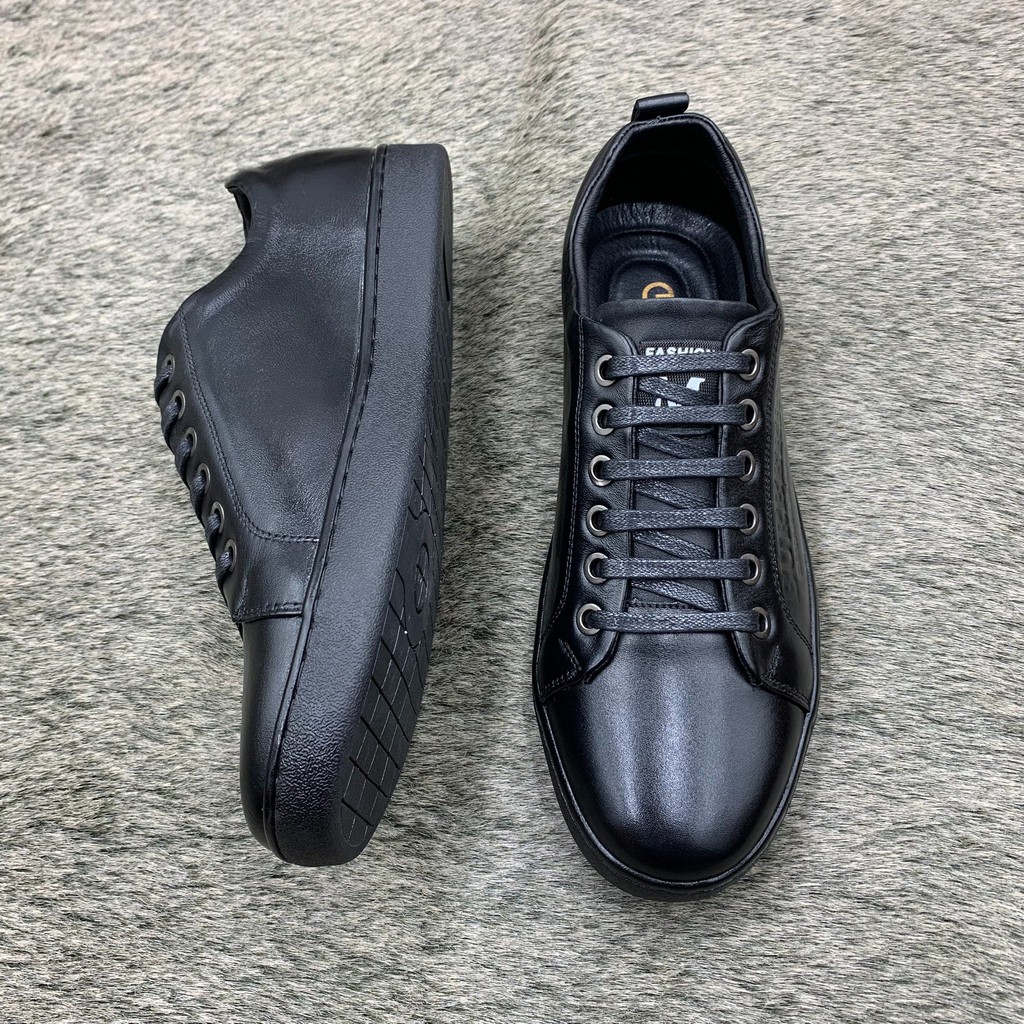 Giầy thể thao nam da bò thật in vân chữ