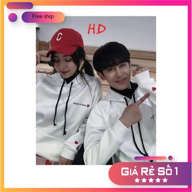 FREESHIP Áo đôi hodie maian is love H&amp;Đ siêu đẹp