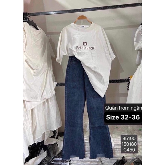 Quần Jeans Ống Loe BigSize U Lai Lưng Cao Trên Rốn, Màu Xanh Đậm Từ 60kg đến 98kg, Co Giãn Mạnh