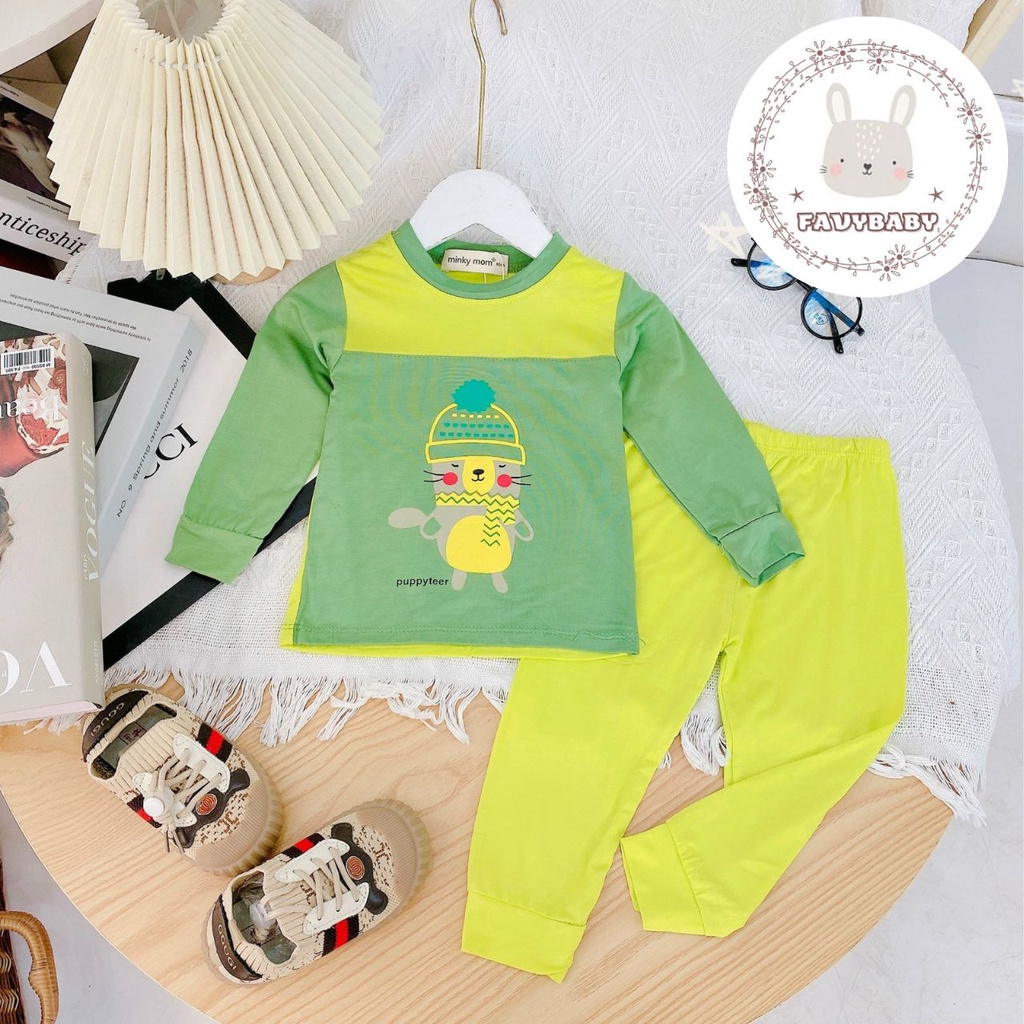 Bộ Dài Tay Bé Trai Bé Gái MINKY MOM Chính Hãng Đồ Bộ Dài Raplan Thun Lạnh Bãi Biển Cún Hero Mickey Bé 0-5 Tuổi-Favybaby