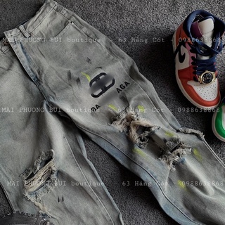 Quần jeans rách balenciaga vảy sơn mai phương bùi