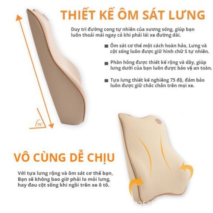 Sản Phẩm Gối Tựa Lưng Chất Liệu Cao Su Non Cao Cấp Dùng Trên Xe Hơi, Ô Tô Mã - B01: Màu Đen và Ghi .