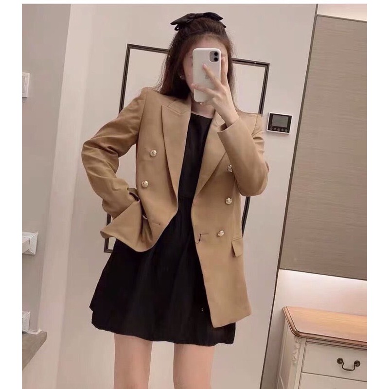 [Mã FADIRECT20 giảm 20K đơn 150K] Blazer nữ, áo vest nữ hàn quốc, 2 lớp, màu nâu ME'S DIARY