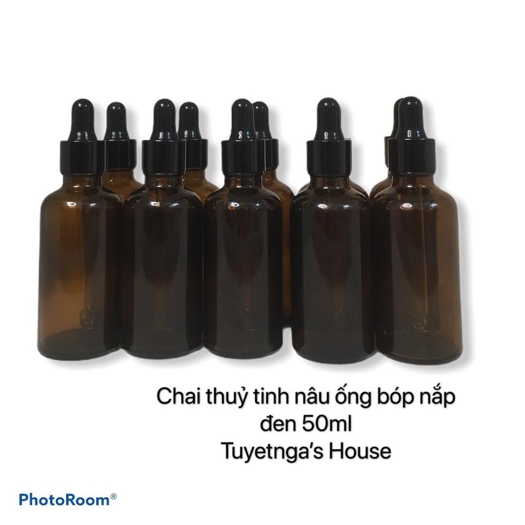 BỘ 10 CHAI THỦY TINH NÂU ỐNG BÓP 50ML