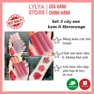 Set 3 Cây Son Kem Lì Herorange Fluffy Lip Glaze _Lylya Store