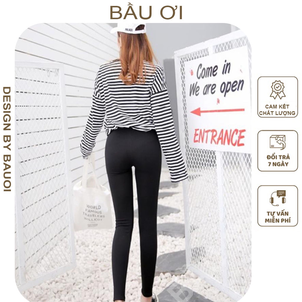 [BAUOII Q08] QUẦN LEGGING BẦU LÓT LÔNG HÌNH MÈO SIÊU ẤM THOÁNG KHÍ TÔN DÁNG CÓ CHUN CHỈNH BỤNG - QUẦN BẦU THU ĐÔNG ĐẸP
