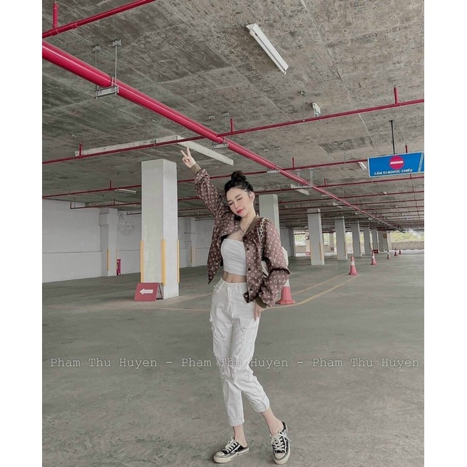 Áo Khoác Bomber Hoạ Tiết LV Nâu Sang Chảnh In Nổi Cá Tính Có Video Ảnh Thật