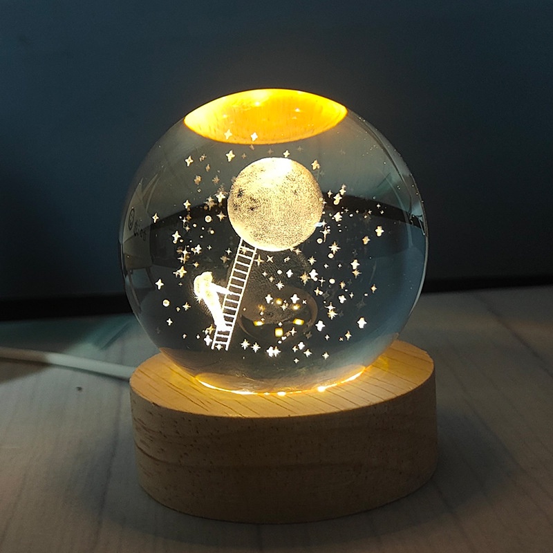 Đèn Ngủ 3D Quả Cầu Pha Lê Phát Sáng, Quà Tặng Sinh Nhật, Quà Lưu Niệm,