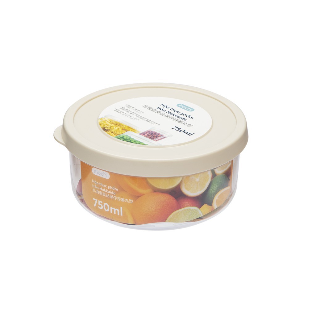 Bộ 3 hộp thực phẩm tròn Hokkaido 500-1000-2000ml Hộp đựng đồ tươi đồ khô thực phẩm rau củ tủ lạnh tươi ngon sạch