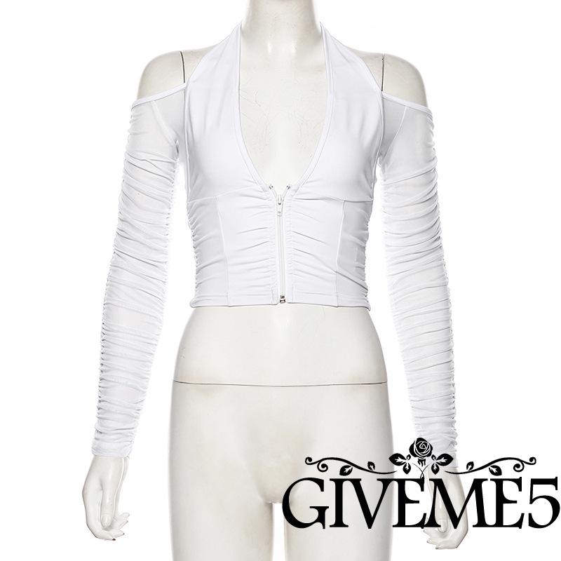 Áo thun dài tay cổ chữ V gợi cảm dành cho nữ