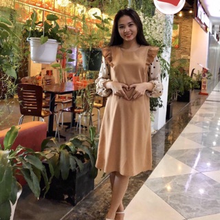Váy bầu công sở chất lụa trượt nhật