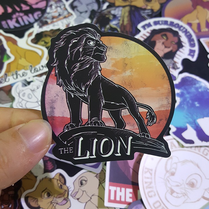 Bộ Sticker dán cao cấp chủ đề LION KING - Dùng dán Xe, dán mũ bảo hiểm, dán Laptop...