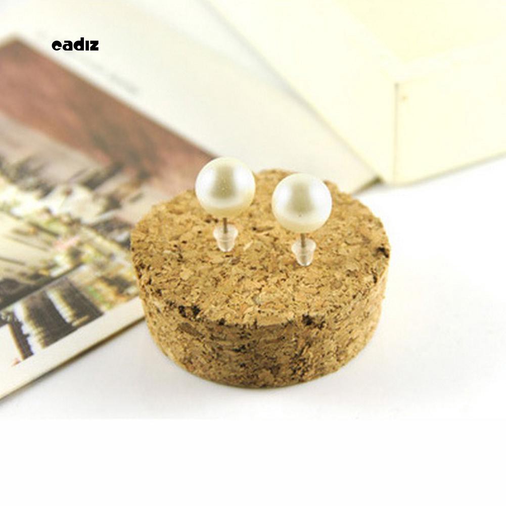 Hoa tai mặt hình tròn đính hạt thiết kế đơn giản