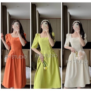 CHIẾC ĐẦM DÀI CỔ VUÔNG DÁNG XÒE NHẸ