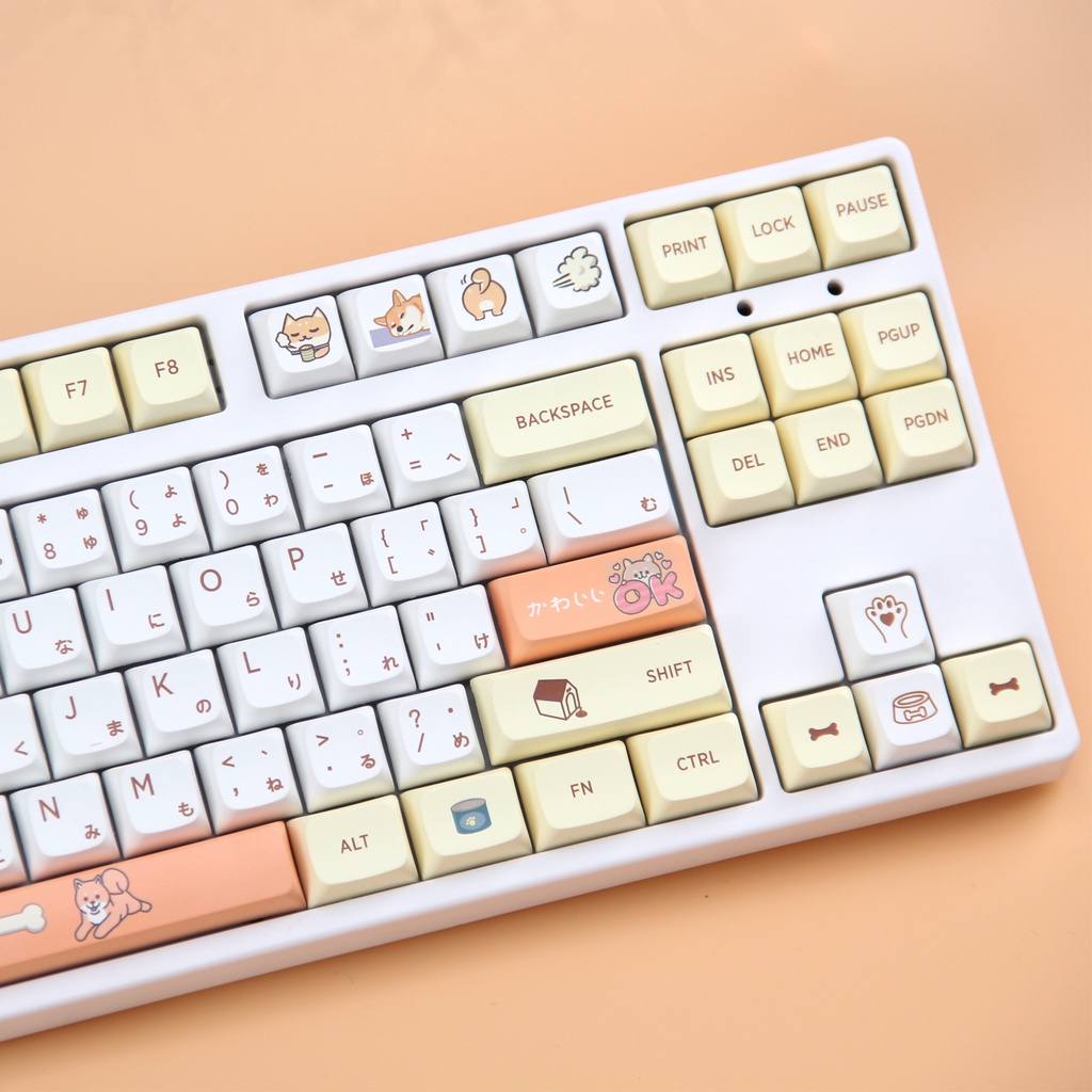 139 Bộ phím Bộ XDA Cấu hình Keycaps Bộ bố trí PBT ANSI cho Bộ chuyển mạch Gateron Kailh Cherry MX Bàn phím cơ Shiba Inu Japanese