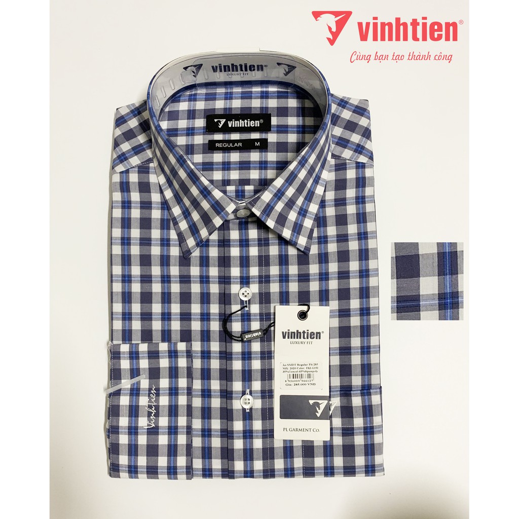 Áo Sơ Mi Dài Tay Dáng Regular Vĩnh Tiến Caro G001