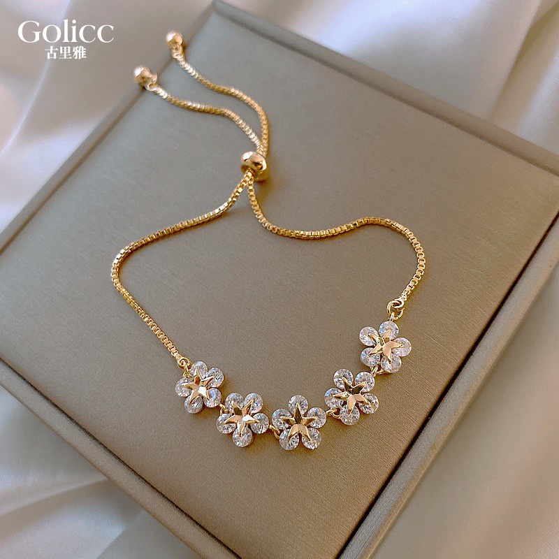 Vòng tay đính đá Zircon đơn giản phong cách Hàn Quốc