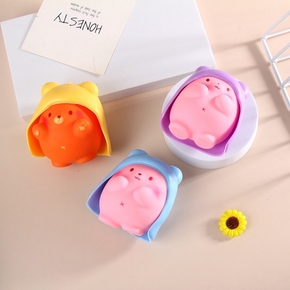 Gấu Mặc Áo Choàng Squishy đồ chơi bóp giải nén giải tỏa căng thẳng mềm mịn đáng yêu