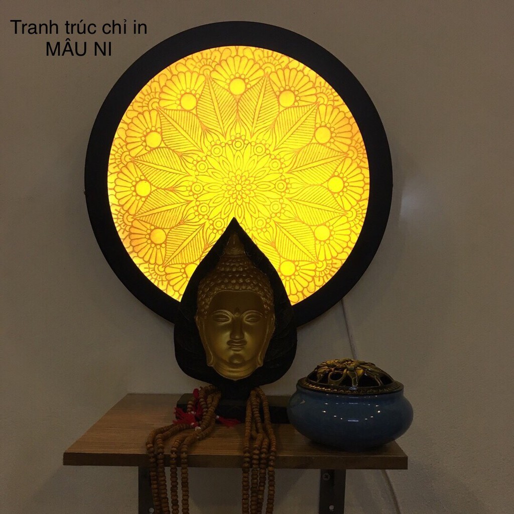 [SALE HOT] Đèn Hào Quang tượng phật Mandala 198, khung sắt, Đường kính 30cm (đặt tượng thờ cao 25cm đến 40cm)