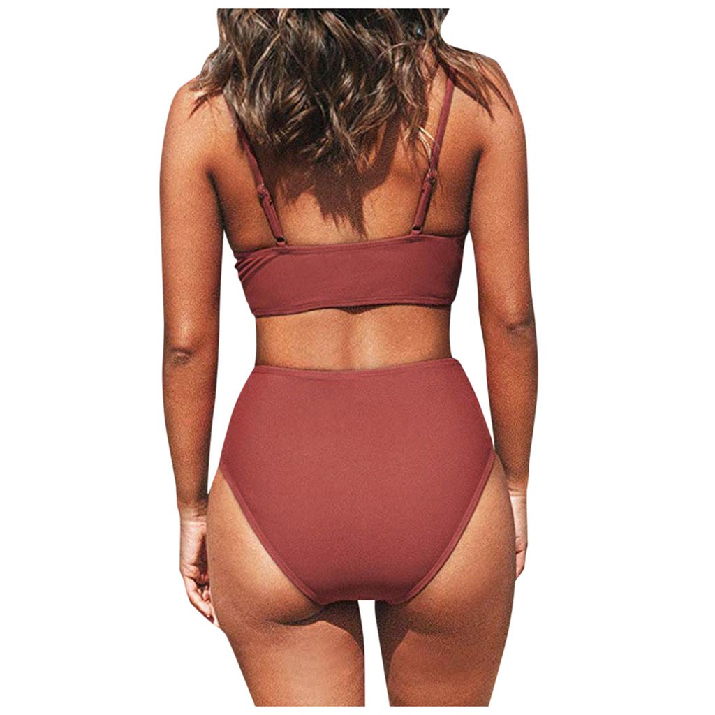 Bộ đồ tắm bikini lưng cao xẻ cổ chữ V gợi cảm cho nữ | BigBuy360 - bigbuy360.vn