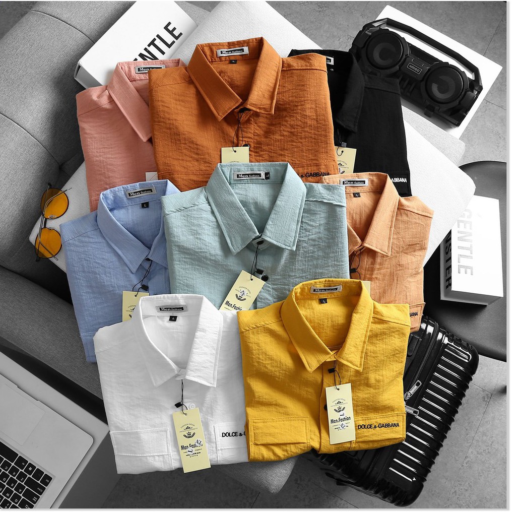 Áo Sơ Mi Nam Vãi Đũi Tay Ngắn, Phong Cách Công Sở Lịch Sự Hàng Shop HP