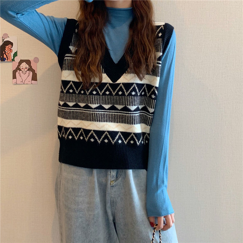 Áo Sweater Không Tay Cổ Chữ V Thời Trang Thu Đông 2020 Cho Nữ