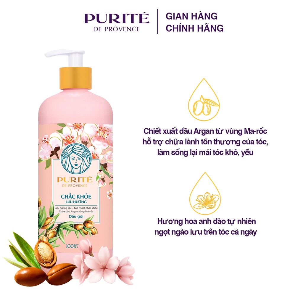 Combo Dầu Gội Purité Chắc Khỏe Lưu Hương 600ml + Dầu Xả Purité Chắc Khỏe Lưu Hương 150ml