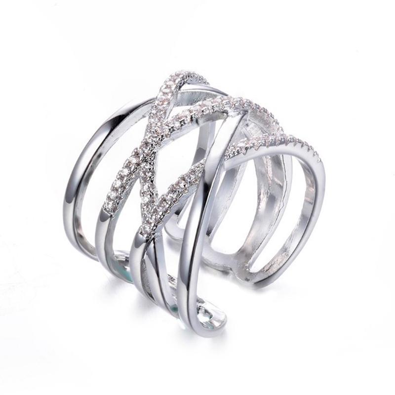 Nhẫn Nữ Hai Lớp Đính Đá Zircon Đơn Giản