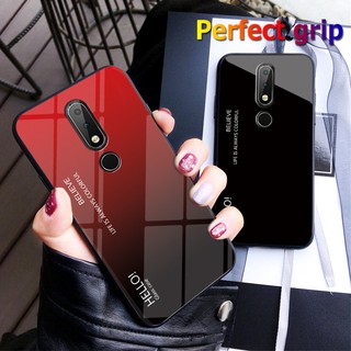 Ốp điện thoại mặt kính màu gradient cho Nokia X6/6.1 Plus