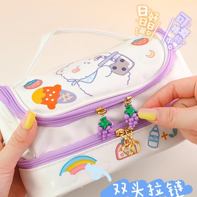 Túi Xách Đựng Bút - Đựng Mĩ Phẩm Tặng Kèm Sticker Dễ Thương - Hộp Bút Dễ Thương