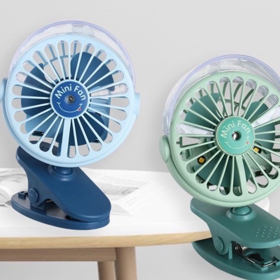 Quạt tích điện, không phun sương kẹp bàn có đèn led, xe đẩy cầm tay 3 tốc độ gió, sạc USB, xoay 180 độ, MINI 6688