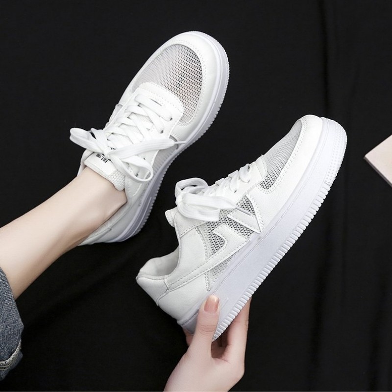 Giày sneaker nữ DVT độn đế, chất liệu cao cấp kèm thiết kế lưới sịn xò, tặng kèm tất