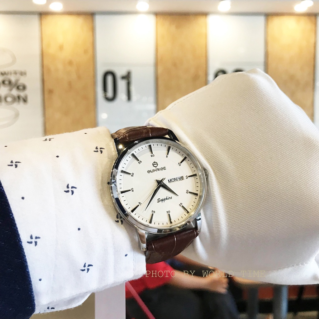 Đồng Hồ Nam Sunrise DM1216SWA B , Chính Hãng Full Box , Kính Sapphire Chống Xước , Chống Nước , Dây Da | BigBuy360 - bigbuy360.vn