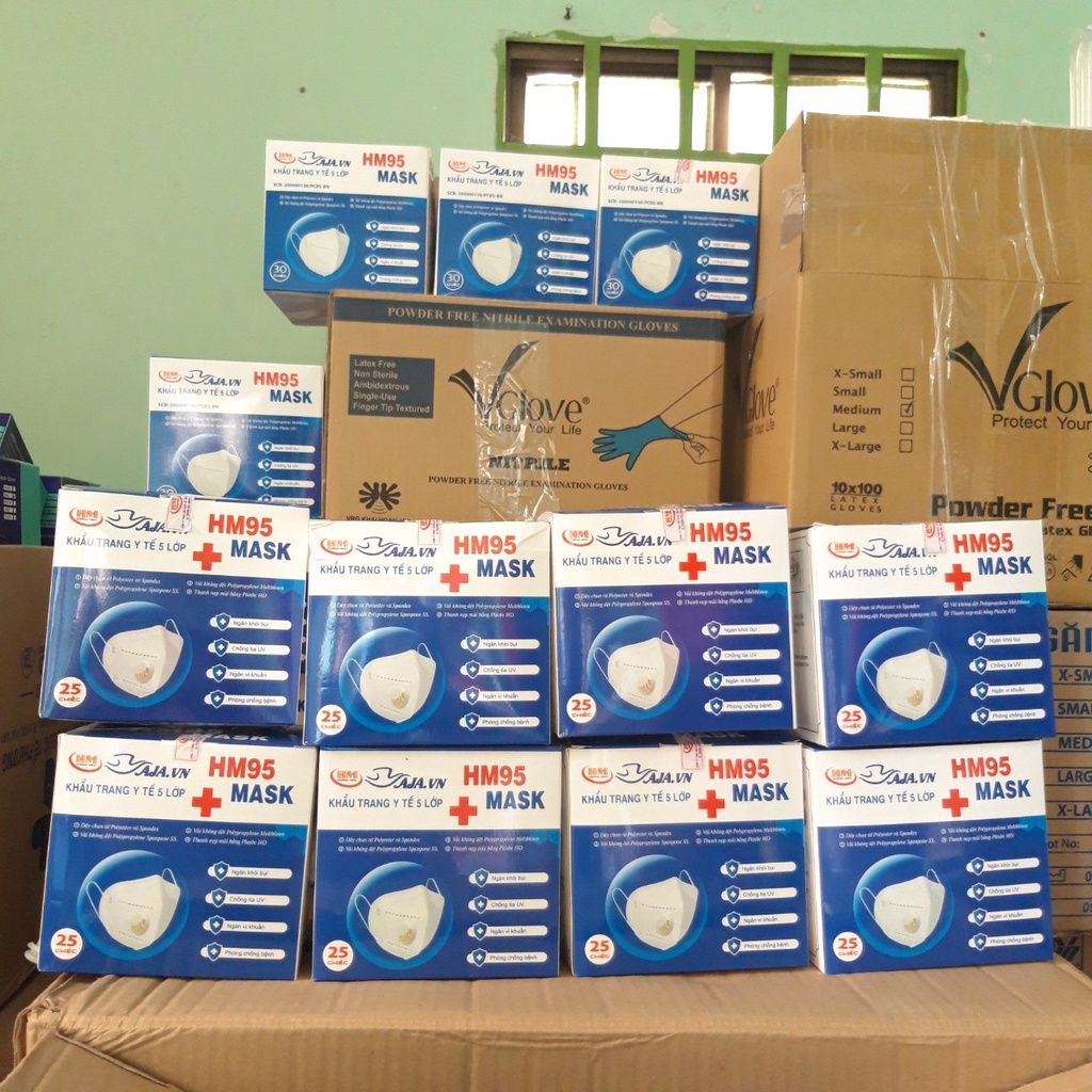 Hôp 25 Chiếc Khẩu Trang Có Van Thở HM95_5 Lớp MẪU MỚI Chính Hãng Chống Bụi Mịn PM2.5 Ôm Kín Mặt Có Nẹp Mũi Chắc Chắn