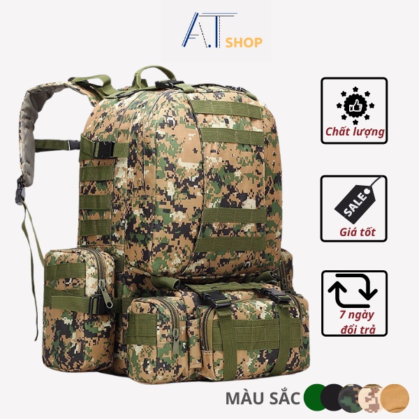 Balo chiến thuật du lịch leo núi đi phượt dung tích 50L siêu bền nhẹ chống nước cao cấp 7D