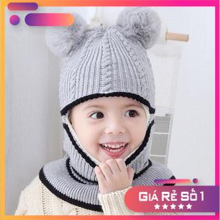 Mũ len ninja trùm kín đầu kín cổ lót nỉ ấm áp cho bé trai bé gái