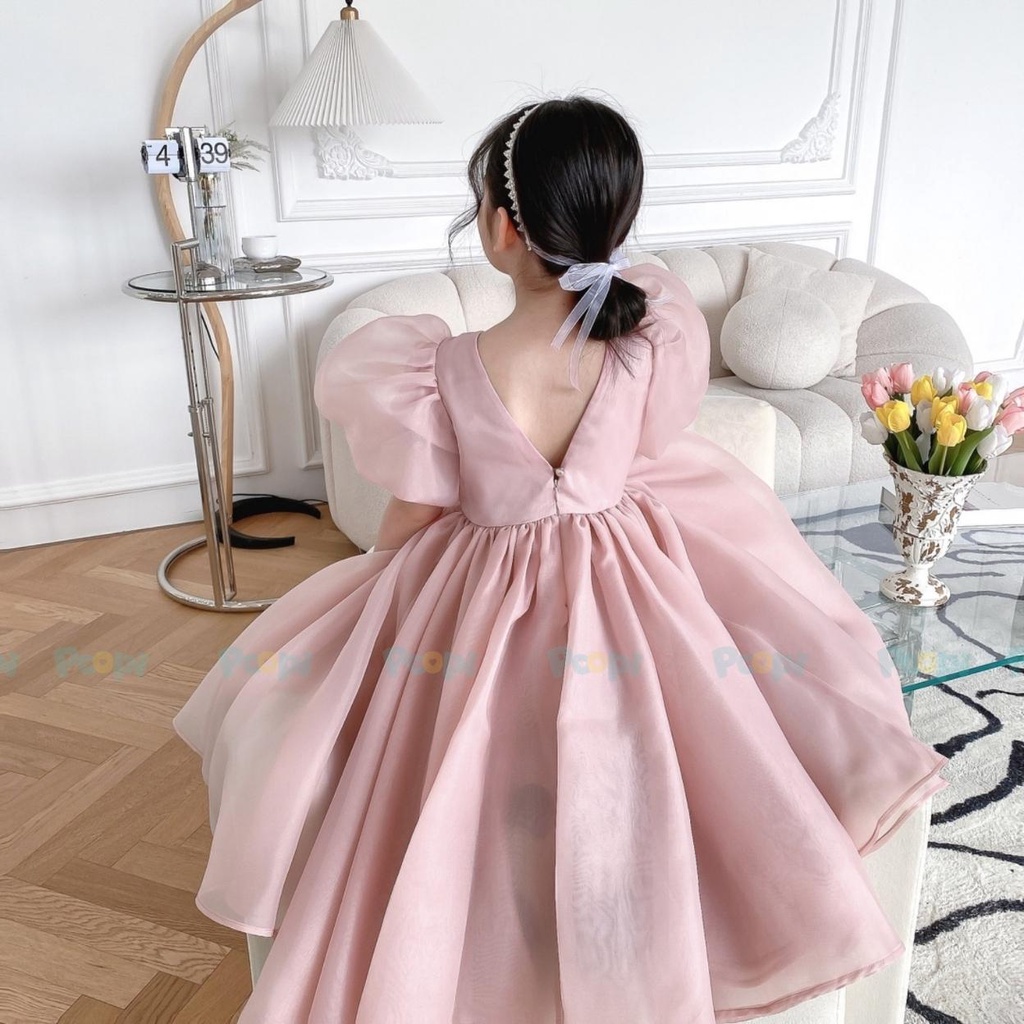 Đầm Công Chúa Bé Gái Poopi Dáng Xoè Bồng Màu Hồng Dễ Thương